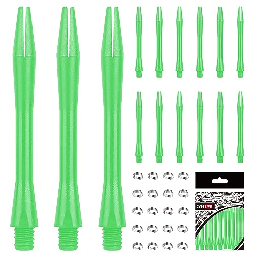CyeeLife Dart-Schäfte,15 Stück Dart Shafts mit 20 O Ringe,4, Dart Zubehör für Dartpfeile (Grün) von CyeeLife