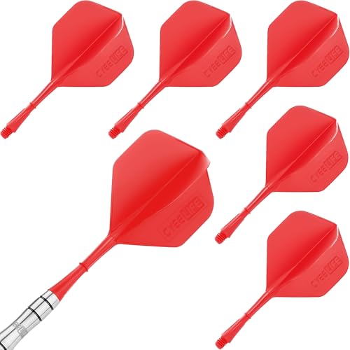 CyeeLife Dart Schäfte und Flights aus einem 6 Stück,Dartpfeile Zubehör CF01 Rot von CyeeLife