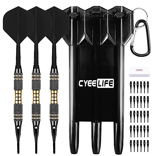 CyeeLife Dartpfeile mit Kunststoffspitze, Dart Pfeile Set, 3 Stück Dartpfeile Plastik für Elektronische Dartscheibe mit 30pcs Softdart Spitzen und Aufbewahrungsbox,18 Gramm Profi Softdarts dartpfeil von CyeeLife