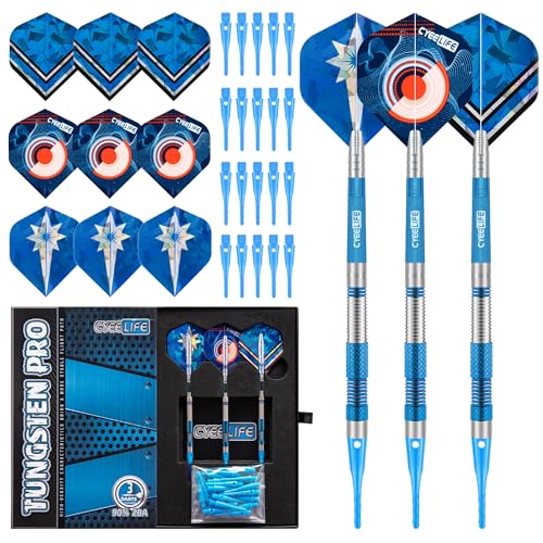 CyeeLife Dartpfeile mit Kunststoffspitze 90% Tungsten 3 Stück 90% Wolfram Soft Darts,Professionelles Darts Set mit Flights, Schäfte und Spitzen CyeeLife Dartpfeile mit Kunststoffspitze 90% Tungsten 3 Stück 90% Wolfram Soft Darts,Professionelles Darts Set mit Flights, Schäfte und Spitzen von CyeeLife