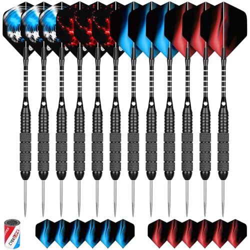 CyeeLife Dartpfeile mit Metallspitze,12 Stück Profi Steeldarts mit 24 Flights und Sharpener, 22 Gramm (Schwarz) CyeeLife Dartpfeile mit Metallspitze,12 Stück Profi Steeldarts mit 24 Flights und Sharpener, 22 Gramm (Schwarz) von CyeeLife