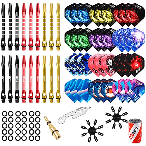 CyeeLife Darts Zubehör Set 36 Flights,18 Alu Schäfte,100 Gummiringe,2 Dart Werkzeug,Schärfer und 16 Flightkappen CyeeLife Darts Zubehör Set 36 Flights,18 Alu Schäfte,100 Gummiringe,2 Dart Werkzeug,Schärfer und 16 Flightkappen von CyeeLife