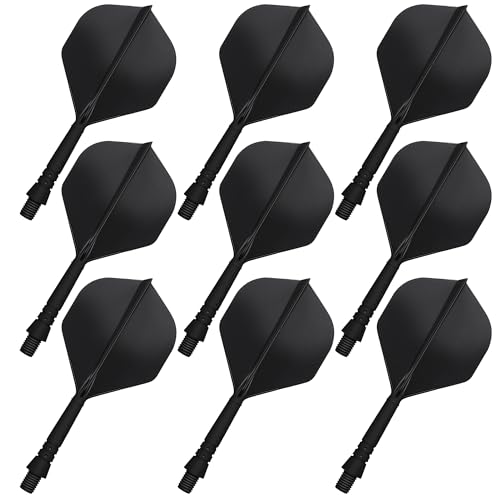 CyeeLife integriertes Dart Flights und Dart Schäfte, Precision Moulded 2-In-1 Dart Flights and Dart Shafts,Dart Stem,Professional Dart Accessories,Pack of 9 (Schwarz) von CyeeLife