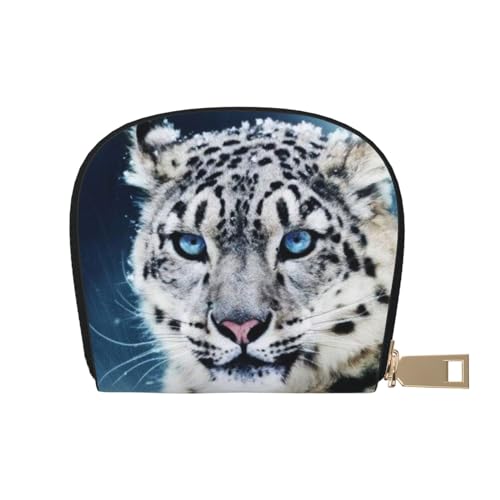 Blue Eyed Snow Leopard Kreditkartenetui für Damen und Herren, Leder, Reißverschluss, Kartenetui, Akkordeon-Kartenetui, kleine Geldbörse für Reisen, weiß, Einheitsgröße von Cykazhst