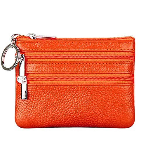 Cynure Damen Echtleder Münzbörsen Mini,Klein Geldbörse Münzegeldbörse mit Schlüsselanhänger, orange Cynure Damen Echtleder Münzbörsen Mini,Klein Geldbörse Münzegeldbörse mit Schlüsselanhänger, orange von Cynure