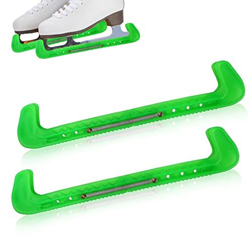 Cyrank 1 Paar Sport Hockey Blade Guards, Eishockey Skate Blade Guards Kunststoffabdeckung Mit Spring Ice Skating Protector Für Kinder Erwachsene Eiskunstlaufschuhe(Grün) von Cyrank