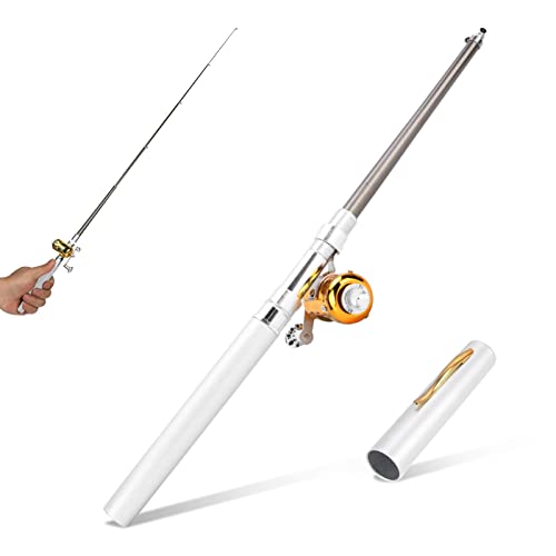 Cyrank Mini Pocket Pen Angelrute, Mini Angel mit Angelrolle, Stift Angelrute, Tragbarer Teleskop-Angelstift mit Angelrolle für Salzwasser, Süßwasser, Faltbare Angelrute Reel Combo, Angelausrüstung Cyrank Mini Pocket Pen Angelrute, Mini Angel mit Angelrolle, Stift Angelrute, Tragbarer Teleskop-Angelstift mit Angelrolle für Salzwasser, Süßwasser, Faltbare Angelrute Reel Combo, Angelausrüstung von Cyrank