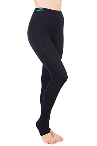 CzSalus Lange Strumpfhose, schlank machende Kompressions-Leggings (25-30 mmHg) Unterstützung Lipödem-Lymphödem POTS (Schwarz, XLs) von CzSalus