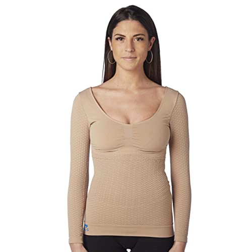 CzSalus Damen-Kompressionsshirt mit Langen Ärmeln, eine Wohltat für Menschen mit Lipödemen oder Lymphödemen (Nude, XL) von CzSalus