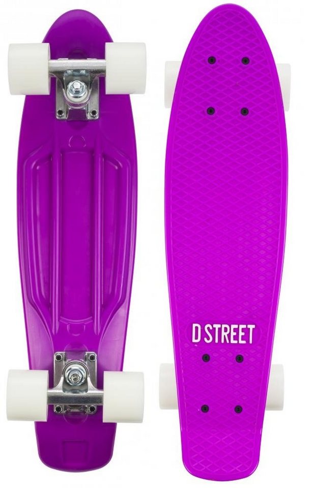 D Street Miniskateboard D Street Polyprop Mini Cruiser Kinder Retro Skateboard 57cm Lila/Weiß von D Street