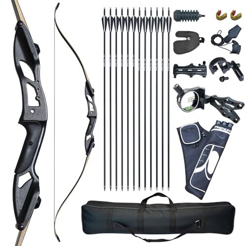 D&Q Pfeil und Bogen Set Erwachsene 30 35 40 45 50lbs Recurvebogen Kit 56" Takedown Jagd Langbogen mit 10pcs Bogenschießen Zubehör für Rechtshänder Anfänger (45 Pfund) D&Q Pfeil und Bogen Set Erwachsene 30 35 40 45 50lbs Recurvebogen Kit 56" Takedown Jagd Langbogen mit 10pcs Bogenschießen Zubehör für Rechtshänder Anfänger (45 Pfund) von D&Q
