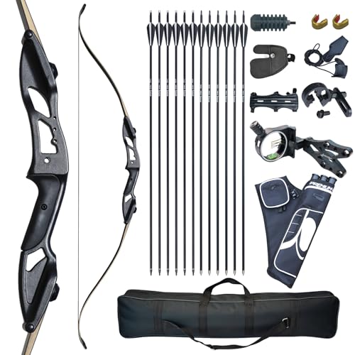 D&Q Pfeil und Bogen Set Erwachsene 30 35 40 45 50lbs Recurvebogen Kit 56" Takedown Jagd Langbogen mit 10pcs Bogenschießen Zubehör für Rechtshänder Anfänger (45 Pfund) von D&Q