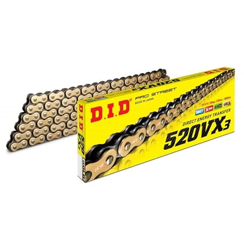 DID Unisex-Adult 533081242 Chain 520VX3 Schwarz – Länge: 124 Glieder mit Nietenverbindung (ZJ), Gold-Black, Taglia unica DID Unisex-Adult 533081242 Chain 520VX3 Schwarz – Länge: 124 Glieder mit Nietenverbindung (ZJ), Gold-Black, Taglia unica von D.I.D