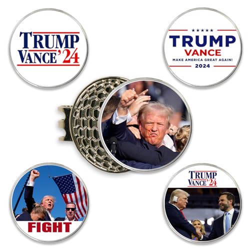 DA VINCI Trump Vance 2024 Golfball-Marker-Set mit magnetischem Hutclip 2024 Wahl MAGA – gedruckt in den USA von DA VINCI