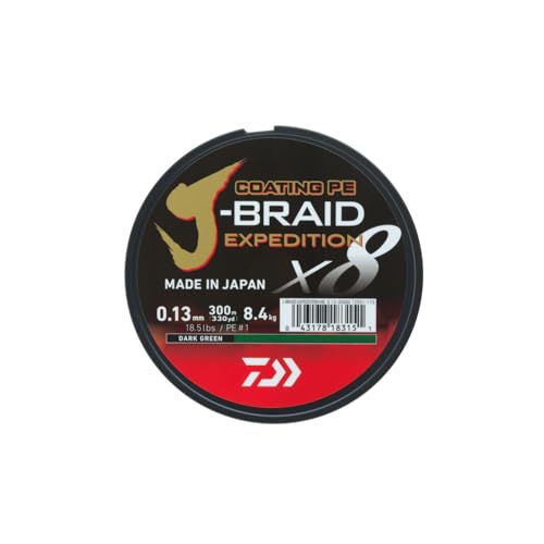 DAIWA J-Braid Expedition X8E, 0,20mm, 16,0kg/35,3lbs, 150m, Dark Green/Dunkelgrün, Geflochtene Angelschnur, 12551-020 DAIWA J-Braid Expedition X8E, 0,20mm, 16,0kg/35,3lbs, 150m, Dark Green/Dunkelgrün, Geflochtene Angelschnur, 12551-020 von DAIWA