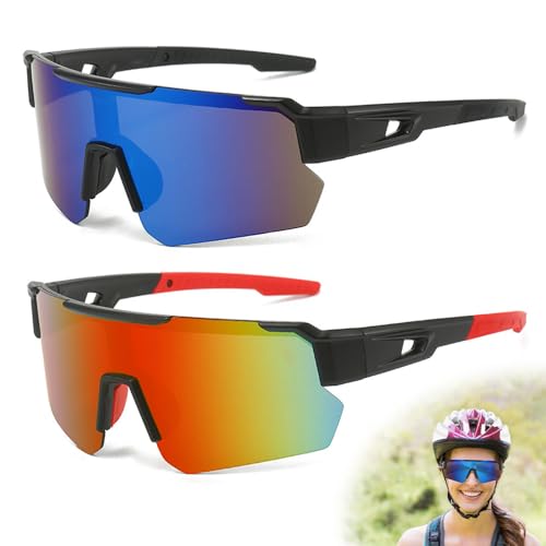 DAJASD Schnelle Brille Rave, 2 Stück Sport Sonnenbrille, Polarisiert Fahrradbrille, Fahrradbrille Winddicht, UV400 Schutzbrille, Schnelle Brille für Herren Damen für Angeln Rennrad Sport DAJASD Schnelle Brille Rave, 2 Stück Sport Sonnenbrille, Polarisiert Fahrradbrille, Fahrradbrille Winddicht, UV400 Schutzbrille, Schnelle Brille für Herren Damen für Angeln Rennrad Sport von DAJASD