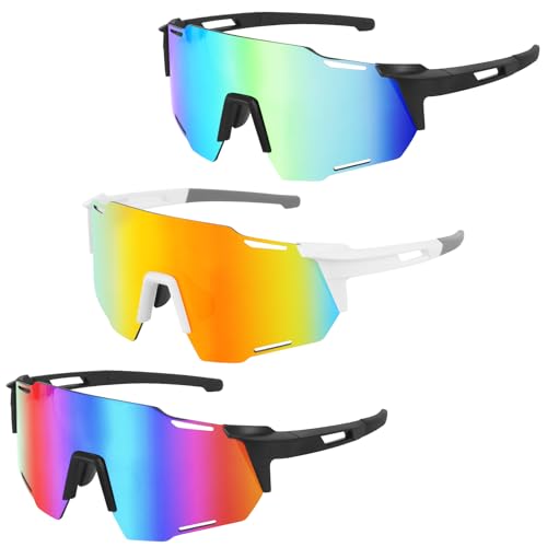 DAJASD Schnelle Brille Rave, 3 Stück Sport Sonnenbrille, UV400 Schutzbrille, Polarisiert Fahrradbrille, Fahrradbrille Winddicht, Schnelle Brille für Herren Damen für Angeln Rennrad Sport DAJASD Schnelle Brille Rave, 3 Stück Sport Sonnenbrille, UV400 Schutzbrille, Polarisiert Fahrradbrille, Fahrradbrille Winddicht, Schnelle Brille für Herren Damen für Angeln Rennrad Sport von DAJASD