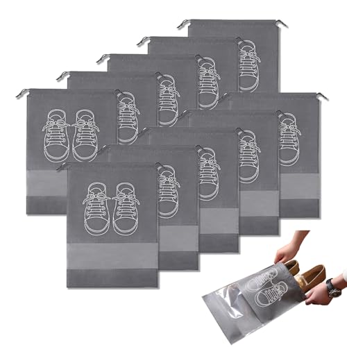 10 Stück Schuh-Aufbewahrungstaschen Set, 32x44 cm Graue Schuhbeutel Reise aus Vliesstoff mit Transparentem Fenster, Staubdichte wasserdichte Schuhtasche für Herren Damen Täglichen und Reisegebrauch 10 Stück Schuh-Aufbewahrungstaschen Set, 32x44 cm Graue Schuhbeutel Reise aus Vliesstoff mit Transparentem Fenster, Staubdichte wasserdichte Schuhtasche für Herren Damen Täglichen und Reisegebrauch von DALAETUS