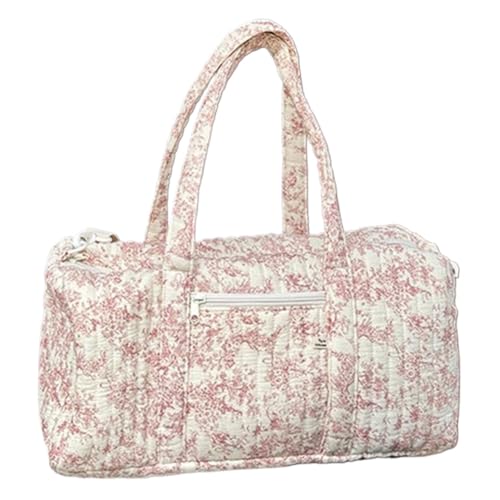 DAMAIAZG Reisetasche für Damen, gesteppt, Blumenmuster, Wochenendtasche mit verstellbarem Riemen, Übernachtungstasche, Tragetasche für Reisen, Geschäftsreisen, Sport, rose, modisch von DAMAIAZG