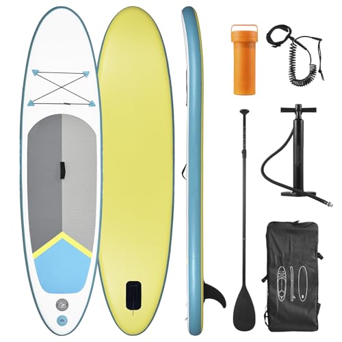 Aufblasbares Paddelbrett für Erwachsene, 15,2 cm dick, Sup Paddleboard, Surf-Set für Wassersport, mit verstellbarer Ruderpumpe, Reiserucksack von DAMET