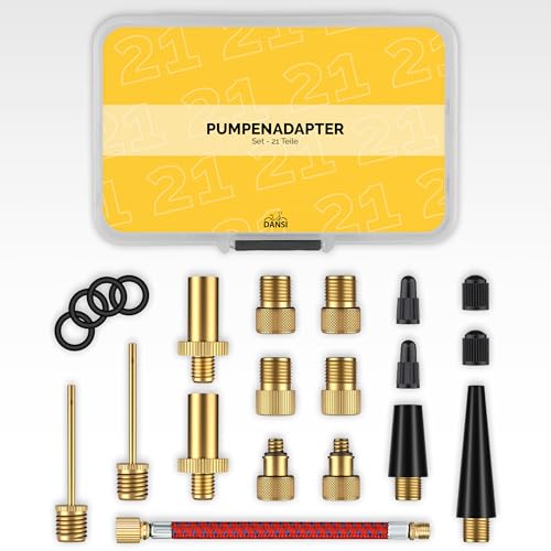DANSI 21-teiliges Fahrradventil Adapter Set inkl. Dichtung & Kappen für Fahrrad Auto Bälle - Universelle Ventiladapter für Pumpen & Kompressoren - All-in-One Lösung für Heimwerker & Outdoor-Fans DANSI 21-teiliges Fahrradventil Adapter Set inkl. Dichtung & Kappen für Fahrrad Auto Bälle - Universelle Ventiladapter für Pumpen & Kompressoren - All-in-One Lösung für Heimwerker & Outdoor-Fans von DANSI
