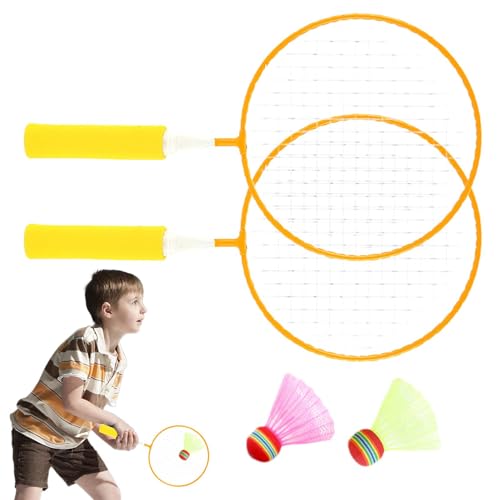 DASHIELL Badminton-Set für Kinder,Badminton-Set | Kinder-Badmintonschläger mit 2 Nylon-Federbällen, schlagfest | Ultraleichter Kinder-Tennisschläger für professionelle Anfänger von DASHIELL