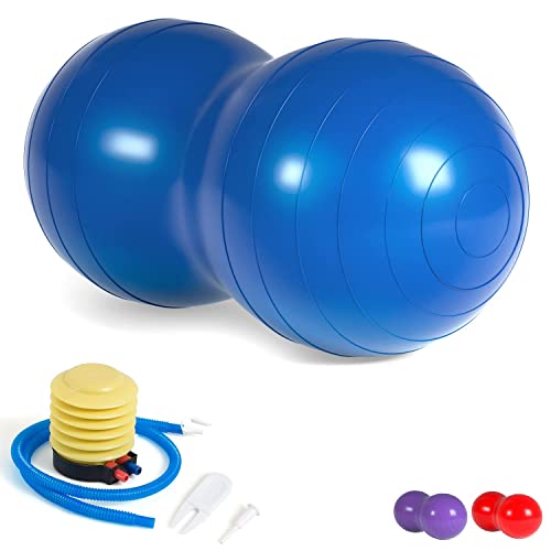 DASKING Yoga Ball Gymnastikball Sitzball und Fitnessball Pilatesball Yoga Erdnussball Peanut Ball 90 x 45 cm (Blau) von DASKING