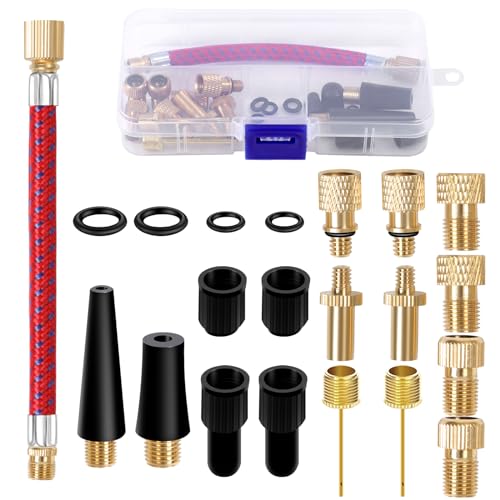DATEFUN Fahrradventil Adapter Set - Französisches Ventil Adapter mit Sortierbox, Ventiladapter Fahrrad Ballpumpe Nadeln Autoventil Adapter für Luftpumpe & Kompressor & Fahrradpumpe DATEFUN Fahrradventil Adapter Set - Französisches Ventil Adapter mit Sortierbox, Ventiladapter Fahrrad Ballpumpe Nadeln Autoventil Adapter für Luftpumpe & Kompressor & Fahrradpumpe von DATEFUN