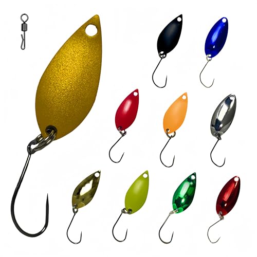 DAYUYUE 40 Stück Spinner Köder Set 4 Größen 1.6g-3.5g 10 Farben, rotierende Pailletten, für Süß-/Salzwasser, inkl. 5 Zubehörteile DAYUYUE 40 Stück Spinner Köder Set 4 Größen 1.6g-3.5g 10 Farben, rotierende Pailletten, für Süß-/Salzwasser, inkl. 5 Zubehörteile von DAYUYUE