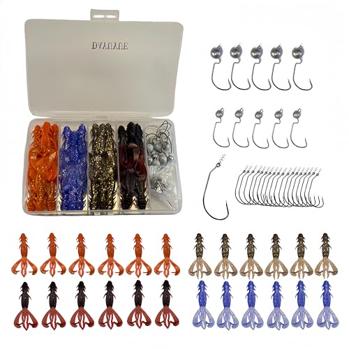 DAYUYUE 54 Stück Weicher Köder gemischtes Angelköder-Set, einschließlich Jigköpfen, Angelweichködern, Angelhaken. DAYUYUE 54 Stück Weicher Köder gemischtes Angelköder-Set, einschließlich Jigköpfen, Angelweichködern, Angelhaken. von DAYUYUE