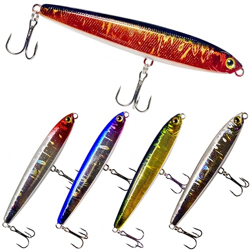 DAYUYUE Sinkende Angelköder Angelköder Harte Köder Kit 15g 8cm 24g 10cm 5pcs Bleistiftköder Set Treble Angelhaken für Süßwasser/Salzwasser (24G-10CM) DAYUYUE Sinkende Angelköder Angelköder Harte Köder Kit 15g 8cm 24g 10cm 5pcs Bleistiftköder Set Treble Angelhaken für Süßwasser/Salzwasser (24G-10CM) von DAYUYUE