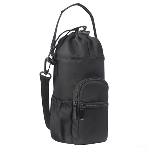 DAZZLEEX Thermoisolierte Wasserflaschenhalter-Tasche, verstellbarer Riemen, geeignet für Fitnessstudio oder Outdoor-Aktivitäten, Schwarz von DAZZLEEX