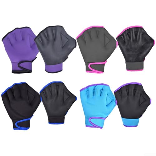 Zum Surfen und Schnorcheln, Tauchhandschuhe, Neopren-Material, rutschfest, verstellbare Handgelenkschlaufe, Erwachsenengröße (M, Violett/Schwarz) von DAZZLEEX