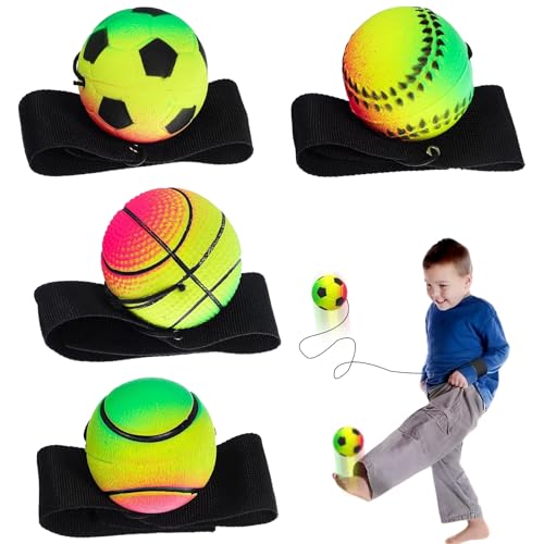 DBAILY Springball mit Schnur 4 PCS Ø 47mm Handgelenk Return Ball Ball mit Gummiband Ball mit Schnur für Kinder Erwachsen, Fußball, Basketball, Softball, Baseball DBAILY Springball mit Schnur 4 PCS Ø 47mm Handgelenk Return Ball Ball mit Gummiband Ball mit Schnur für Kinder Erwachsen, Fußball, Basketball, Softball, Baseball von DBAILY