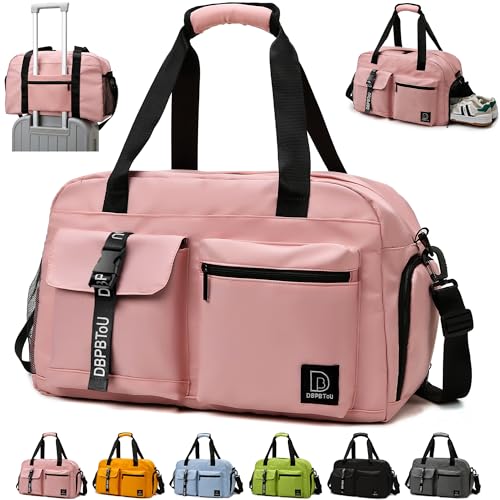 DBPBToU Sporttasche Damen Herren, Reisetasche mit Schuhfach, Trainingstasche mit Nassfach, wasserdichte Weekender Bag, Gym Bag/Schwimmtasche/Saunatasche Verwendet Werden kann (rosa) von DBPBToU