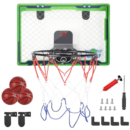 DBREAKS Mini Basketballkorb mit Elektronische Anzeigetafel und Licht, Indoor Hoop Basketballkorb für Kinder, Basketballkörbe Tür mit 3 Bällen, Wandmontage Basketball Reifen fürs Zimmer, ab 3+ (Grün) DBREAKS Mini Basketballkorb mit Elektronische Anzeigetafel und Licht, Indoor Hoop Basketballkorb für Kinder, Basketballkörbe Tür mit 3 Bällen, Wandmontage Basketball Reifen fürs Zimmer, ab 3+ (Grün) von DBREAKS