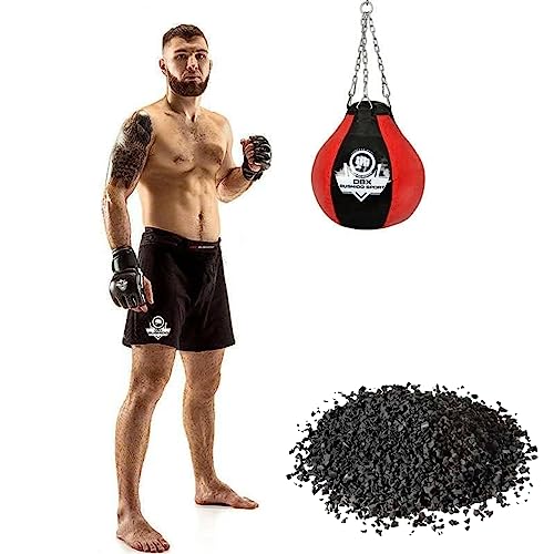 DBX Bushido Boxbirne Hängend mit Gummigranulat 15 kg - Boxsack Punchingball Erwachsene mit Ketten - Schwarz und Rot Boxing Bag - Boxball - Boxing Equipment von DBX BUSHIDO SPORT