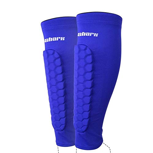 LCBYOG FußBall Schienbeinschoner,Schienbeinschoner FußBal Kinder Fußball Shin Guards Kinder Crashproof Football Calf Schütze Beinhülse Teenager Training Beinschutz (Color : Blue, Size : S) von DCDFMN