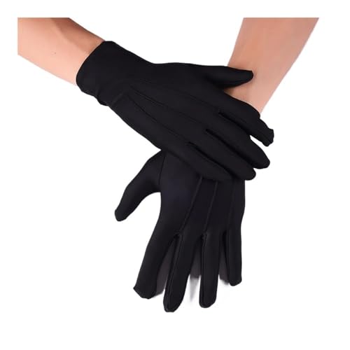 DCNIYT 1 Paar weiße formelle Handschuhe für Damen, Weihnachtsmann, Inspektion, rutschfest, kurz, Vollfinger-Handschuhe (schwarz) von DCNIYT