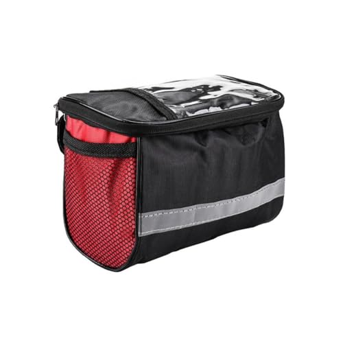 DCNIYT Fahrrad-Vorderlenkertasche, multifunktional, tragbar, reflektierender Streifen, Fahrradrahmen, Schultertasche, Organizer (rot, 2 Stück) von DCNIYT