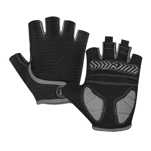 DCNIYT Halbfinger-Fahrradhandschuhe, 5 mm, Silikonpolster, stoßdämpfend, rutschfest, Mountainbike-Handschuhe (Grau, M) von DCNIYT