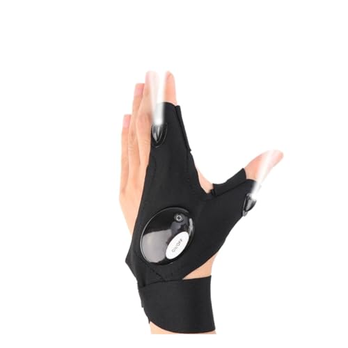 DCNIYT LED-Halbfinger-Handschuh für Herren und Damen, Outdoor, wasserdicht, Nachtangeln, Köder, Radfahren, Laufen, Taschenlampe, langlebig, fingerlose Handschuhe (linke Hand) von DCNIYT