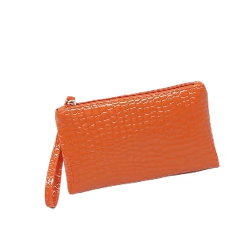 DCNIYT Lange Geldbörse für Damen, Krokodilmuster, PU-Leder, Litschi-Münztasche, Handgelenktasche, Reißverschluss, Handytasche, Kreditkartenhalter, Orange, 5 Stück von DCNIYT