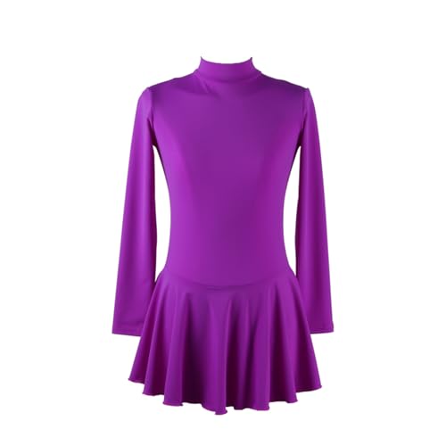 DDJITUO Eiskunstlauf Kleid, Bequemes einfarbiges Trainingskostüm aus Nylon für Wettkämpfe, Gymnastik- Lyrischer-Ballett-Tanz-Trikot Eislaufkleid,3XL,Fuchsia von DDJITUO