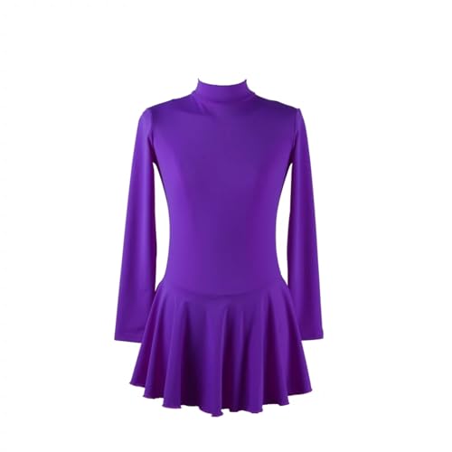 DDJITUO Eiskunstlauf Kleid, Bequemes einfarbiges Trainingskostüm aus Nylon für Wettkämpfe, Gymnastik- Lyrischer-Ballett-Tanz-Trikot Eislaufkleid,S, Violet von DDJITUO