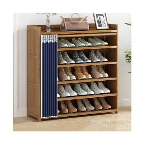 Schuhregal Schuhregal für den Eingangsbereich, Bambus-Schuhorganizer mit Stoffbezug, freistehender Schuhschrank, Schuhaufbewahrungsregal für den Flur, Schrank-Schuhorganizer, Schuhhalter Smooth von DDJKUAS