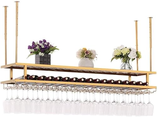 Stemware Racks Metallwandmontierter hängender Weinflaschenhalter Hängender Weinglashalter | Rustikaler Weinhalter | Wandregal-Lagerregal | Multifunktionsregale | Deko im Vintage-Stil (120 x 30 cm) von DDJKUAS