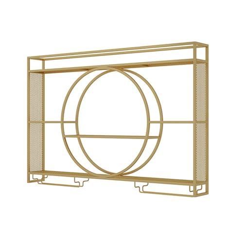 Wandmontierte Weinregale, moderne schwebende Barregale, moderne runde schwebende Weinregale, Glasregal-Ausstellungsständer aus Eisen, multifunktionaler Flaschenhalter aus Eisen, für Ca, Gold, 100 x von DDJKUAS