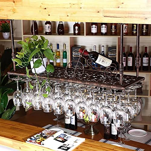 Weinregal - Weinregal Industrial Retro Metall für Weingläser, Deckendekoration, mit verstellbaren Stangen, Weinglashalter für Bar, Restaurant, Küche/120 cm (60 cm) Smooth von DDJKUAS