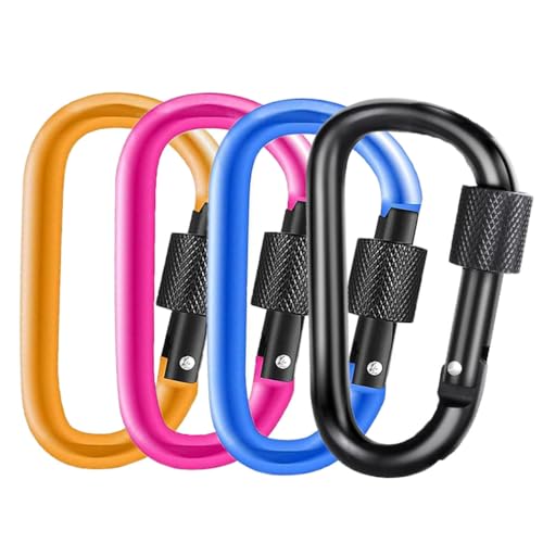 Karabinerhaken aus Aluminiumlegierung, D-Ring, Schlüsselbundhaken, Karabinerhaken mit Schraubverschluss, strapazierfähig für Outdoor, Camping, Wandern, Reisen, Angeln, Rucksack (4 Stück) Karabinerhaken aus Aluminiumlegierung, D-Ring, Schlüsselbundhaken, Karabinerhaken mit Schraubverschluss, strapazierfähig für Outdoor, Camping, Wandern, Reisen, Angeln, Rucksack (4 Stück) von DDSHUN